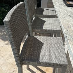 Grey Wicker Barstools Outdoor