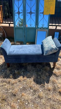 Blue velvet chaise lounge