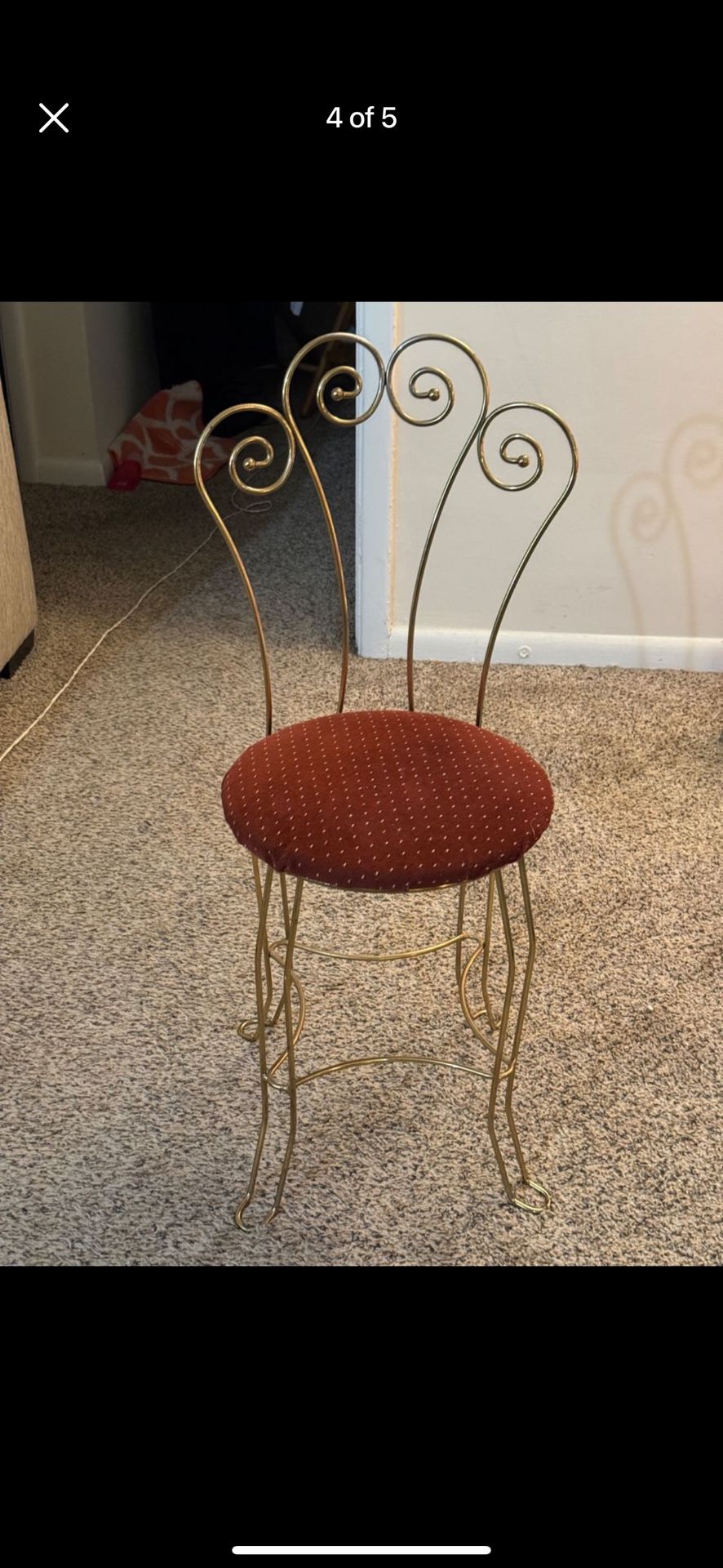 Vintage Hollywood Metal Vanity Chair 