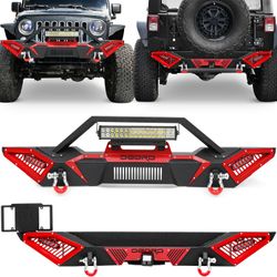 OEDRO Front & Rear Bumper: Fit for Jeep Wrangler JL JLU Unlimited 2018-2025