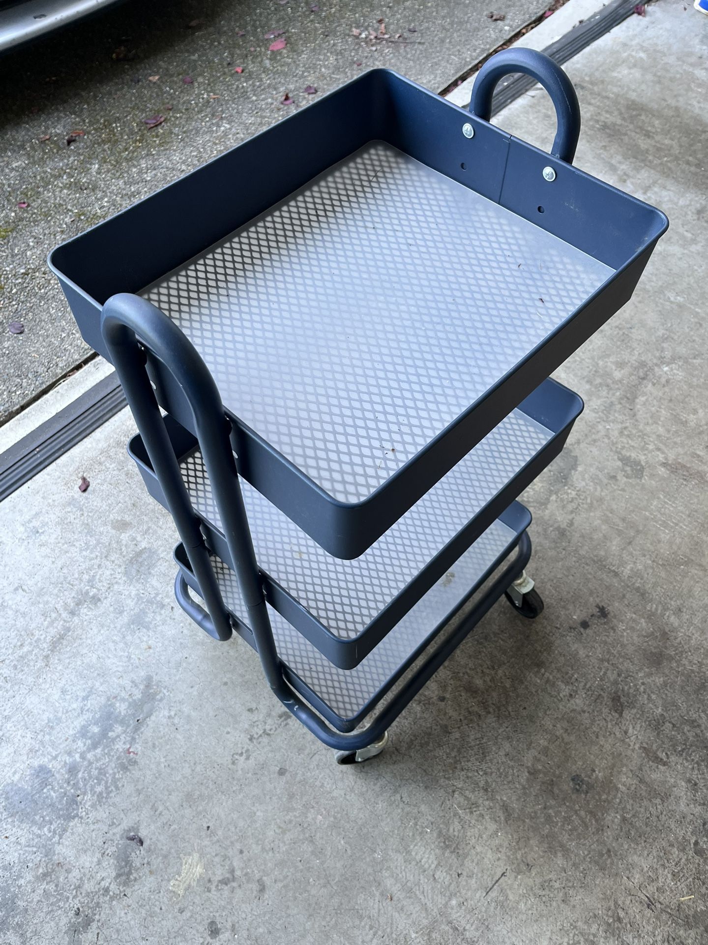 Three-Tier Metal Rolling Utility Cart