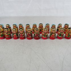 Russian Matryoshka Miniature Hand Painted Set Of 24 Wooden Dolls
