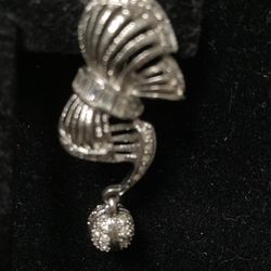 Rhinestone Bow Earrings With Ball Drop