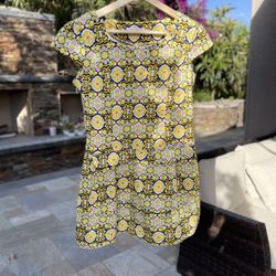 Yellow And Blue Flower Dress