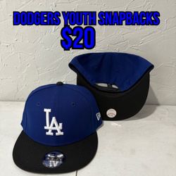 MLB New Era Los Angeles Dodgers Blue Black Brim YOUTH 9fifty SnapBack Hats 