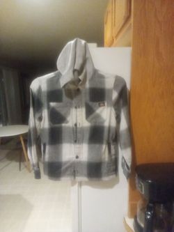 Dickey's hooded button up flannel Size M/10 12