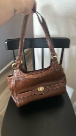 Brown Leather Shoulder Bag with Gold Hardware