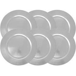 Metallic Foil Charger Plates - Set of 6 - Made of Thick Plastic - Silver