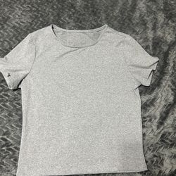 Grey Short Sleeve Cropped Stretch Tee – Size Small 