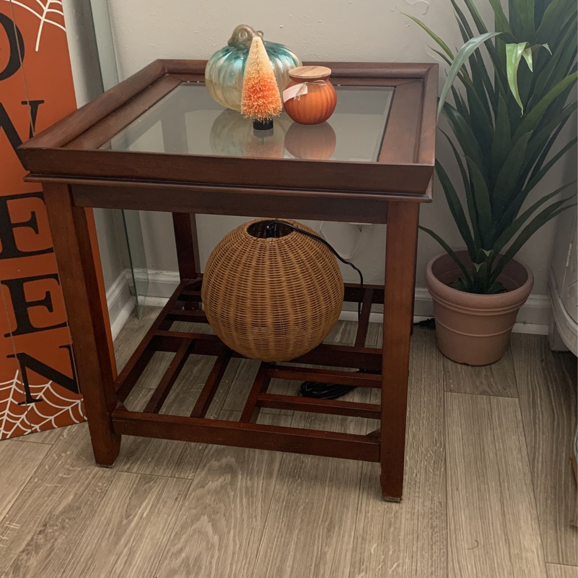 Two Brown End Tables 