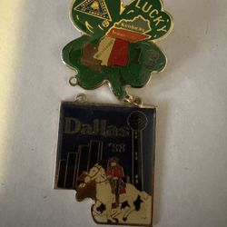 Telephone Pioneers of America Lucky 13 Badge Pin Dallas Convention Dangling