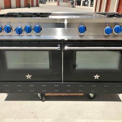 Blue Start 60” Black Gas Range Stove French Top 