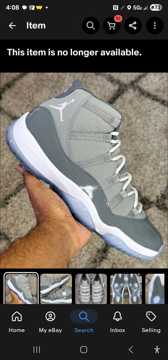 Size 9.5- Jordan 11 Cool Grey 2010