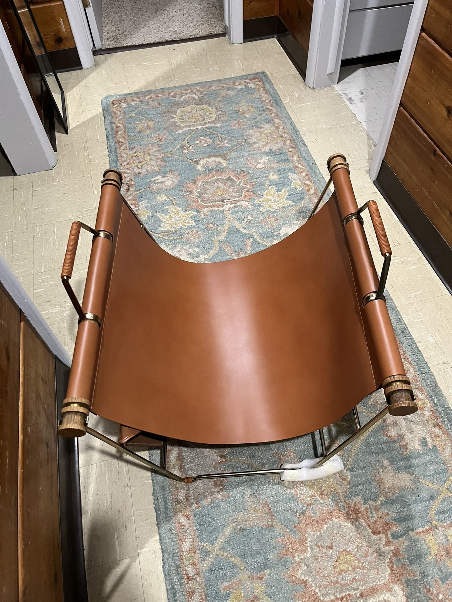 CB2 Leather Firewood Tote