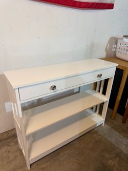 White Console Table with Drawer and Shelves