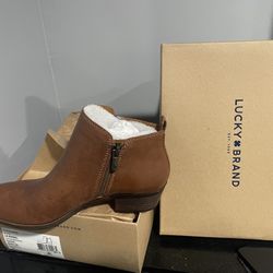 Lucky Brand Women's Ankle Booties Brown Leather, Size 7.5
