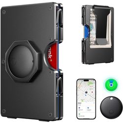 Brand New Wallet for Men - Air Tags Metal Wallet Work with Apple Find My(iOS Only), Mens Wallet with Removable Money Clip, RFID Blocking Credit Card H
