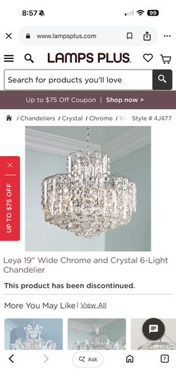 Leya 19" Wide Chrome and Crystal 6-Light Chandelier