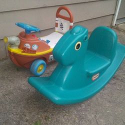 (2) Kid's Toys! Rocking Horse And Ride On Pirate Ship! 