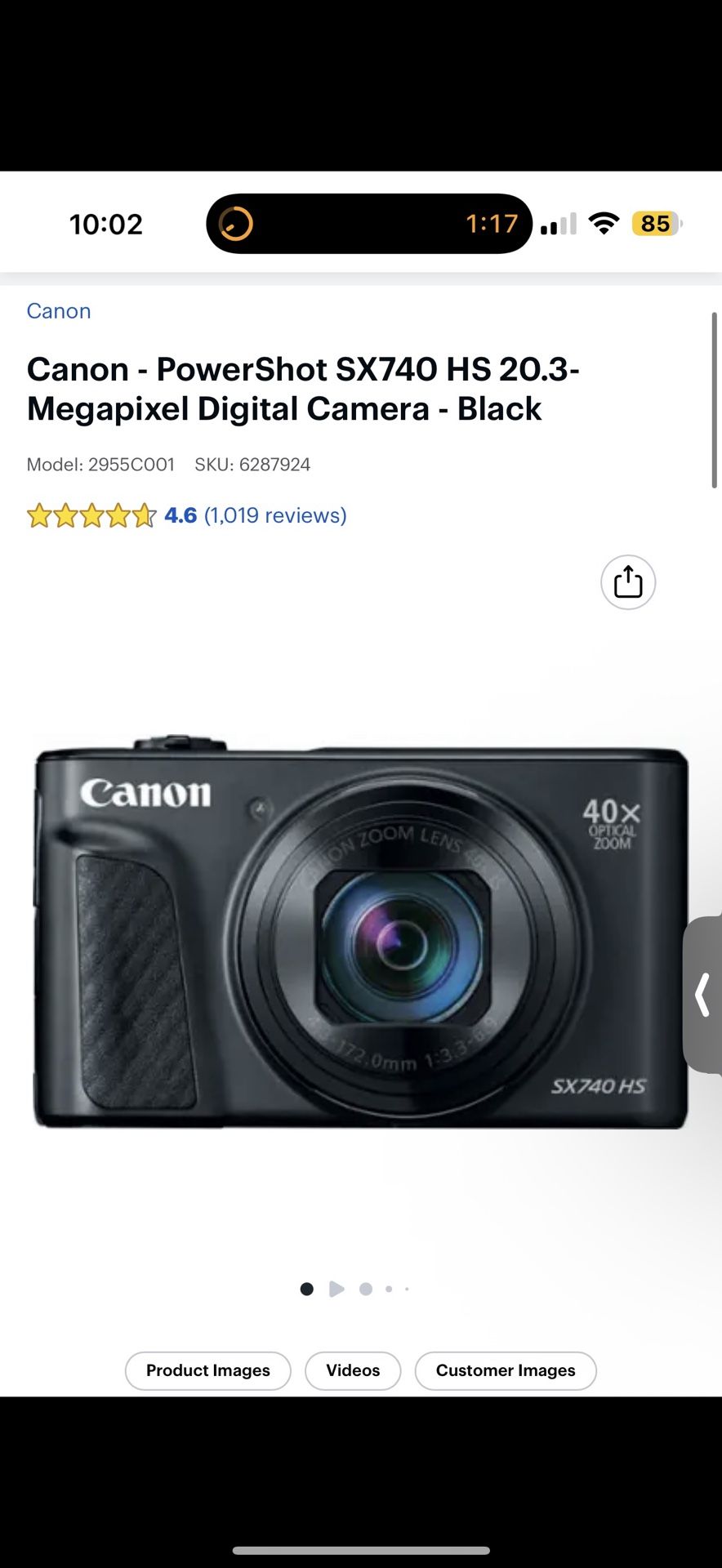 Canon Power shot SX 740 HS 20.3 MegaPixel Digital Camera - Black READY FOR PICKUP TODAY!