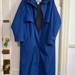 L.L.Bean Trench Coat Womens Medium Regular Removable Liner Rain Jacket Blue