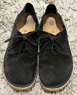 Men’s Birkenstock Gary Suede Oxford Casual Shoes Black Ginger Size 45 EU 12 US - Excellent Condition! Nice!