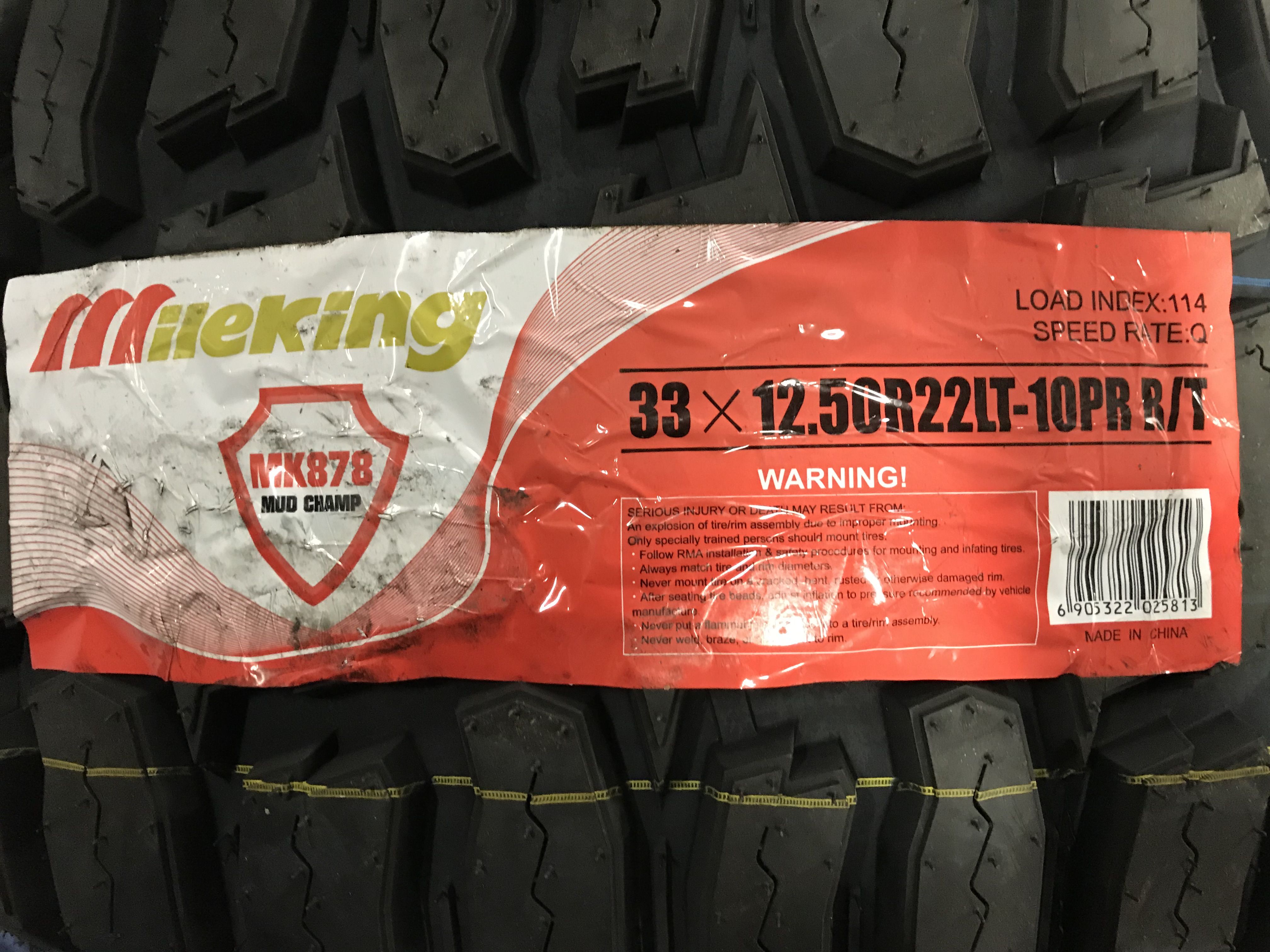 22" Inch Brand New Mile King R/T 33X12.50R22 LT 33/12.522 33125022 33/