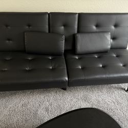Faux Black Leather/ With Table