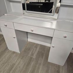 White makeup vanity
