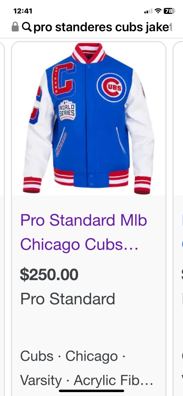 Pro Standard Cubs Jacket!