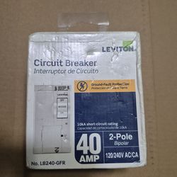 Leviton Circuit Breaker, GFCI 2-Pole 40 Amp, 120-Volt/240-V, Hydraulic Magnetic