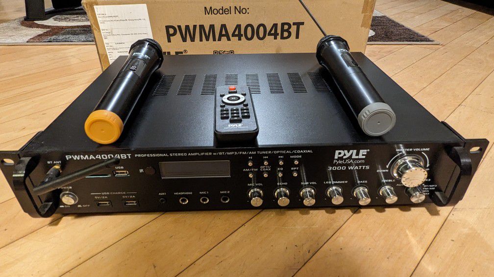 Pyle Bluetooth Amplifier with 2 wireless microphones
