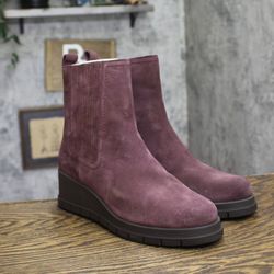 Nwt Lucky Brand Wedge Ankle Boots Winter Cherry Purple 10m