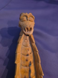 Hand carved wood dragon incense holder