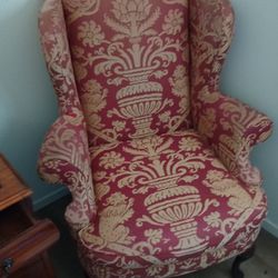 Classic Dusty Rose  Pink & Ivory Wingback Chairs (1 Set)