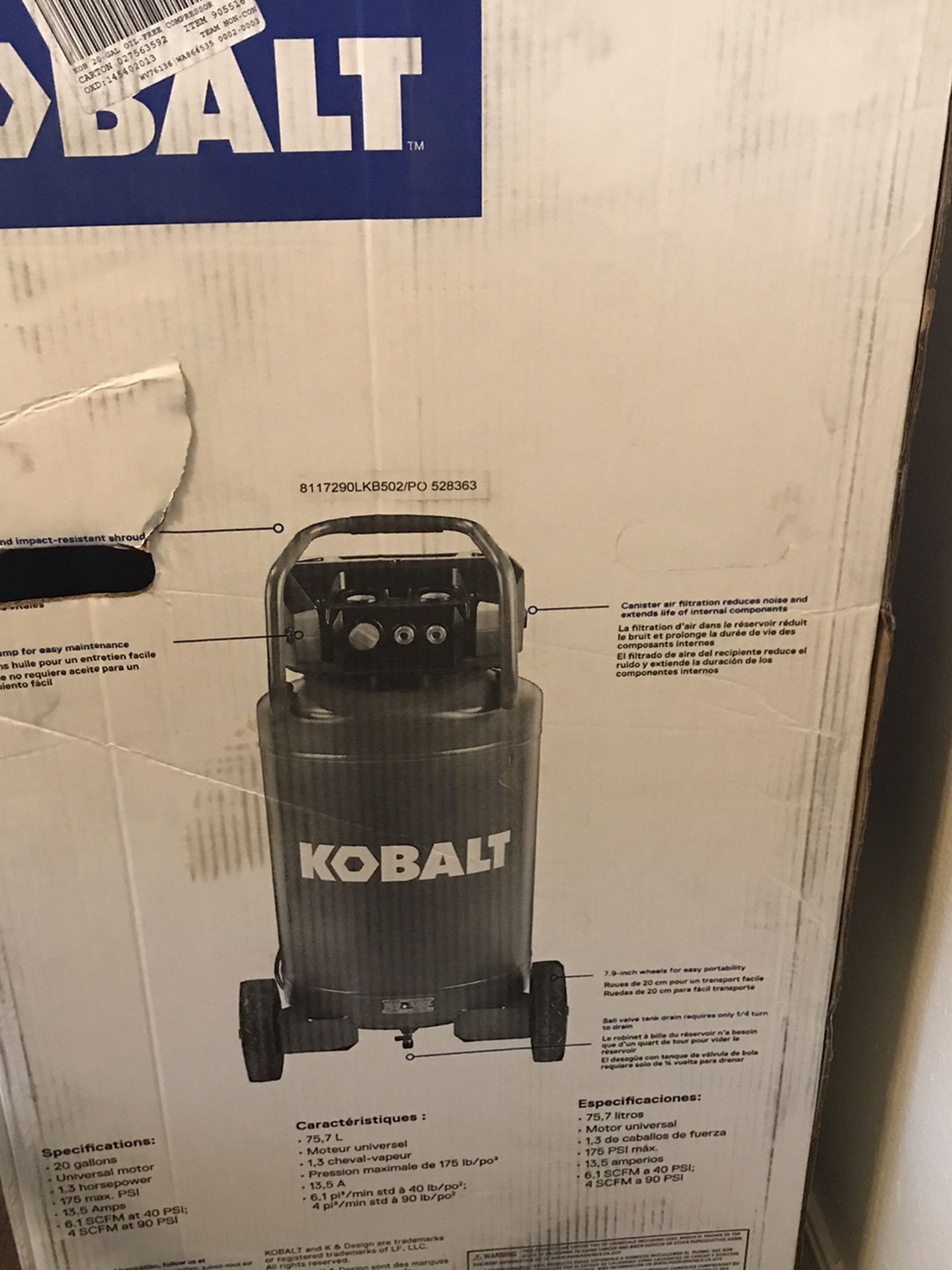Kobalt QUIET TECH 26-Gallon Single Stage Portable Electric Vertical Air Compressor