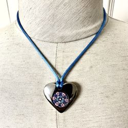 Corte Murrina Steel Heart Pendant Necklace 