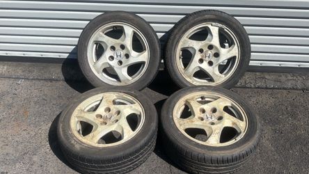 Honda Prelude 16 Inch aluminum wheels and old tires 5x114.3 Fits Accord, Civic, Acura