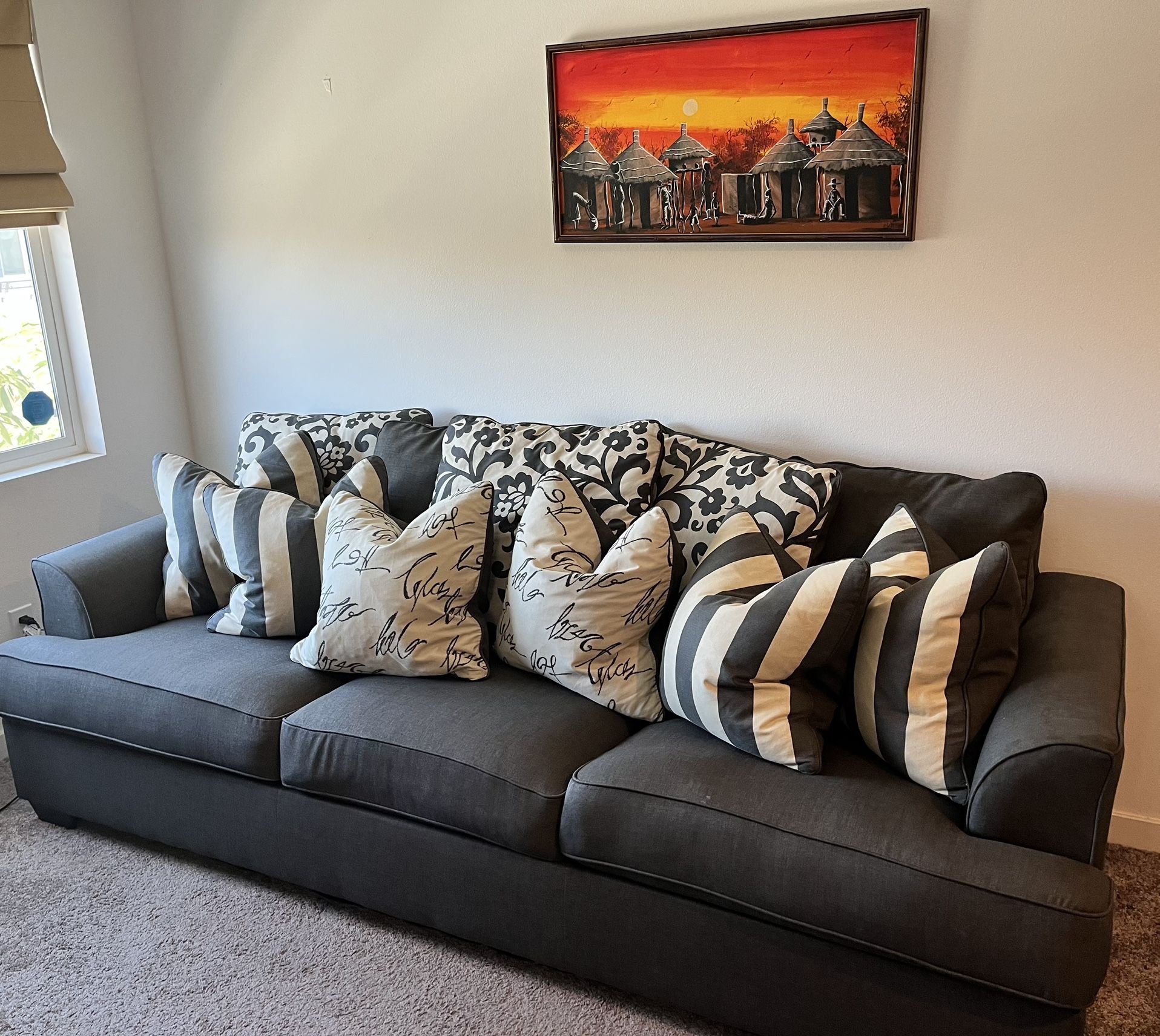 Contemporary Gray Sofa 94 1/2 Inches (used & loved)