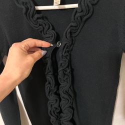 Elegant Black Sweater with Ruffle Detail