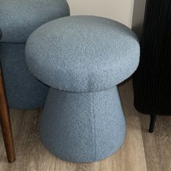 2x Blue Mushroom Ottoman Footstool