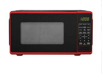 Mainstays Compact Red Countertop Microwave Oven