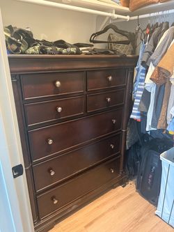 Dark Wood Tall Chest of Drawers