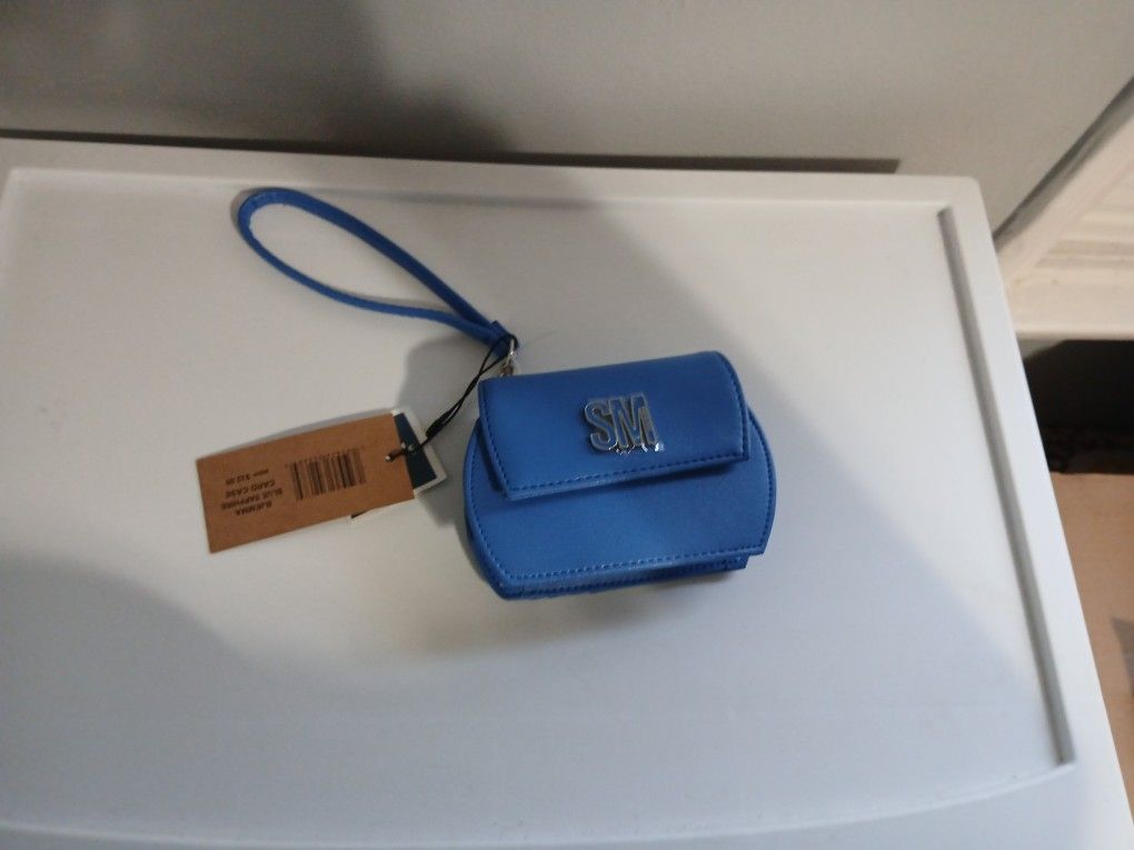 NEW...NWT Steve Madden bjemma Blue Sapphire Card Case Wristlet