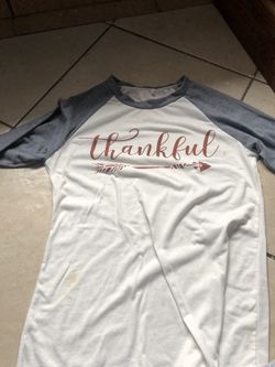 White and grey long sleeve shirt