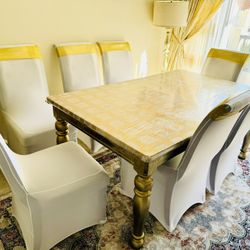 Golden And Beige Dining Table And Chairs! 