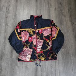 Vintage Equestrian Gold Chain Windbreaker Jacket Mens Size XL