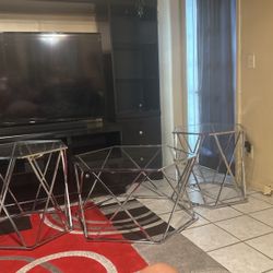 Silver Chrome End Tables And Coffee Table