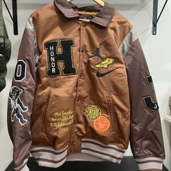 Jordan x Honor The Gift Varsity Jacket – Brown – Medium – Brand New