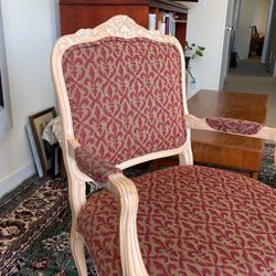  Pair oversized Carved Wood Upholstered Chairs 
